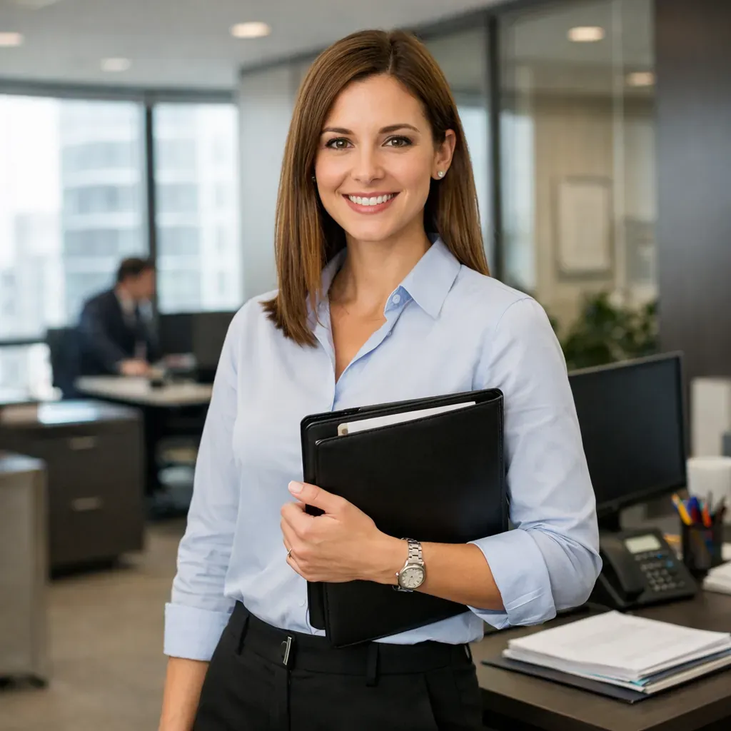 Professional executive assistant in a modern office