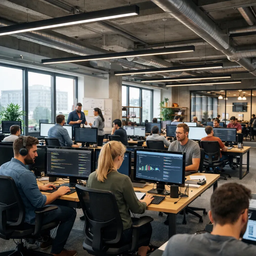Large open plan tech office