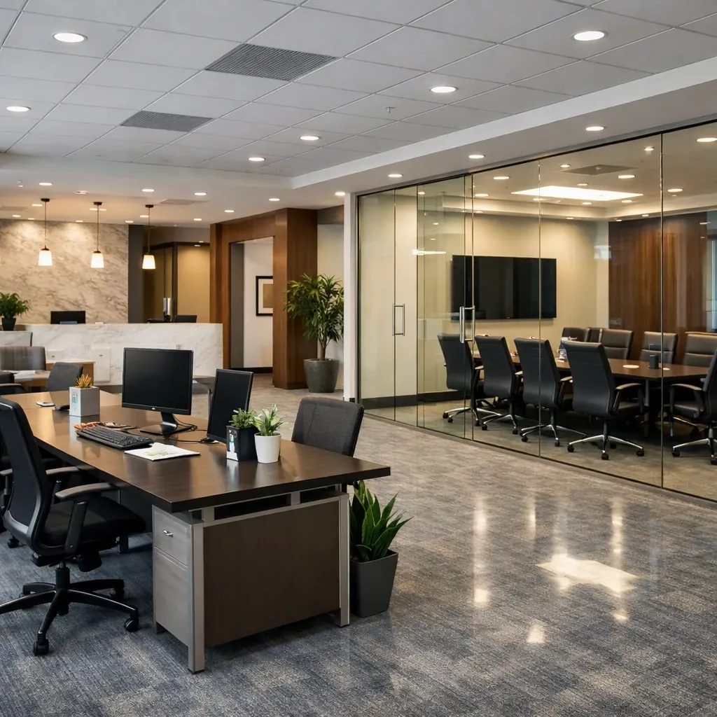 Immaculate corporate office interior post-cleaning