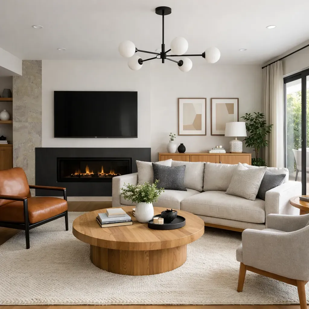 Clean, well-lit modern living room interior
