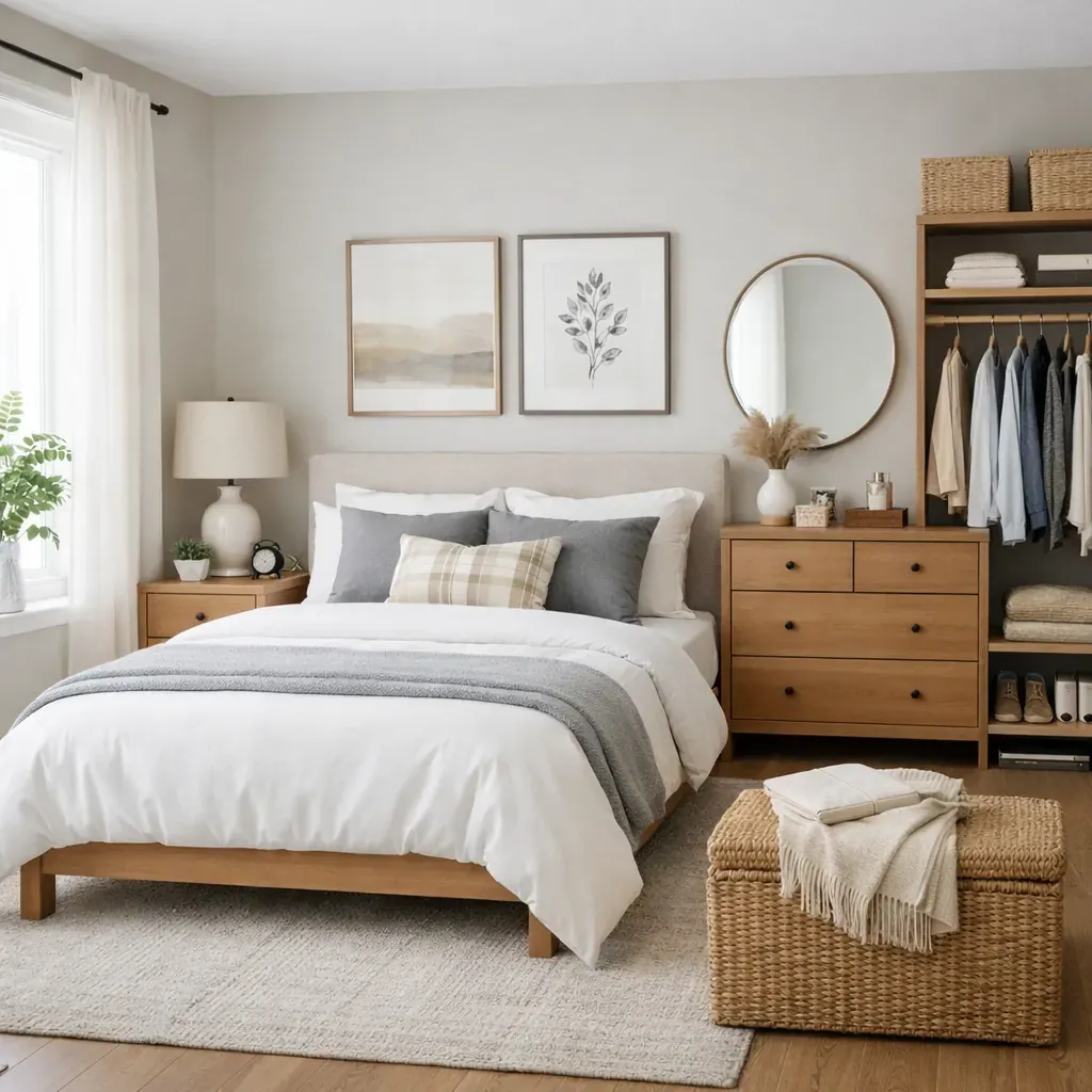 Neatly organized bedroom