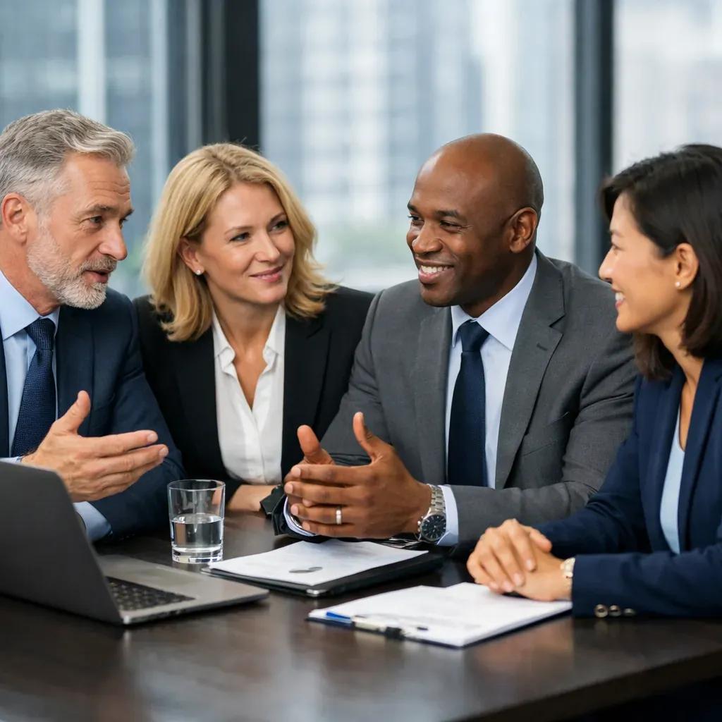 Corporate leadership team in discussion