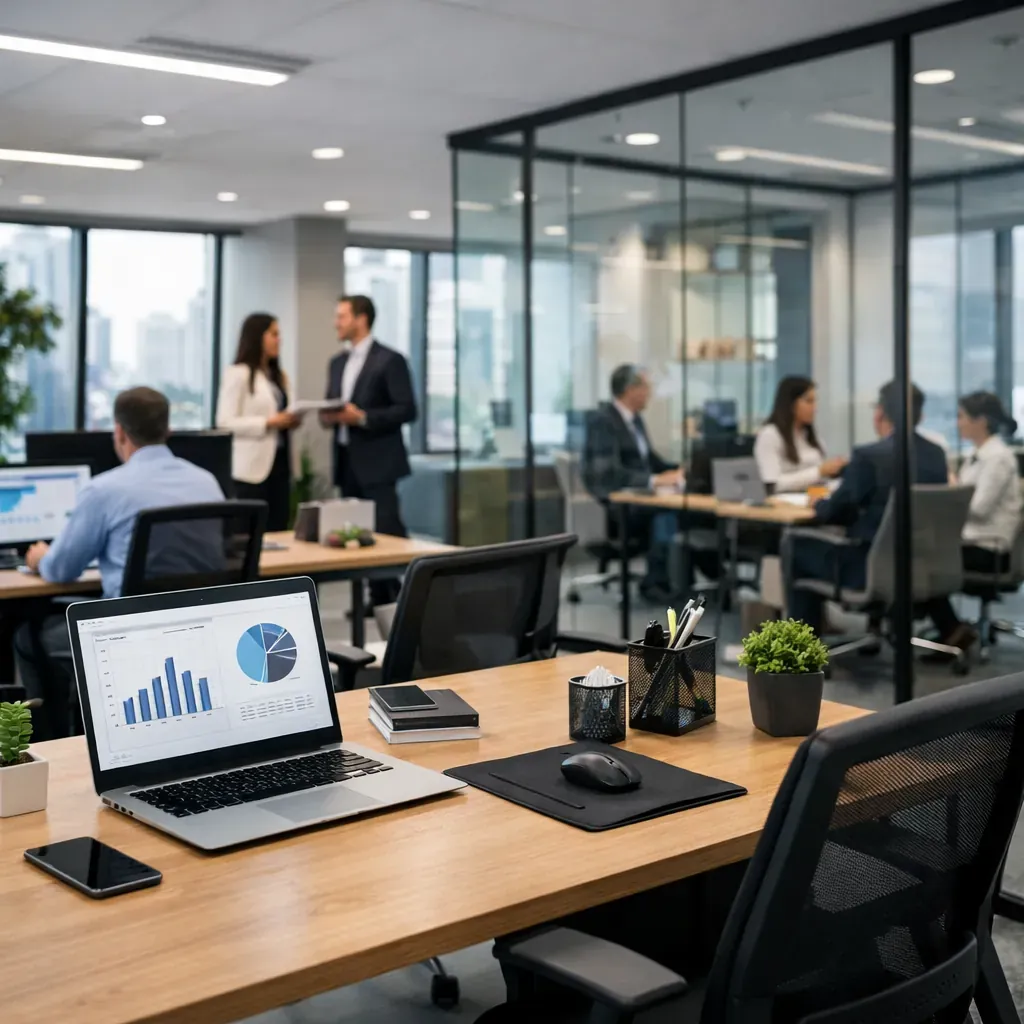 Modern office workspace showing corporate environment