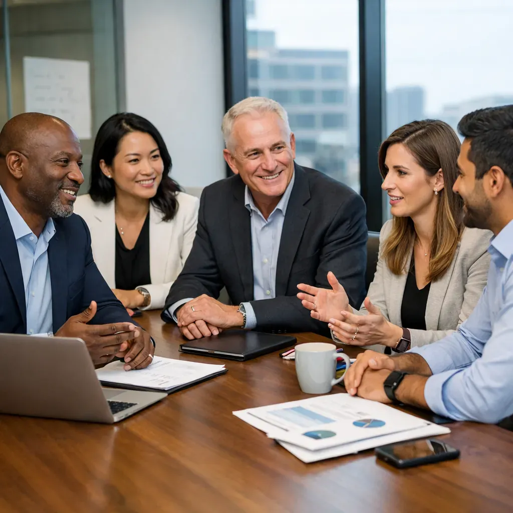 Group of diverse professionals meeting