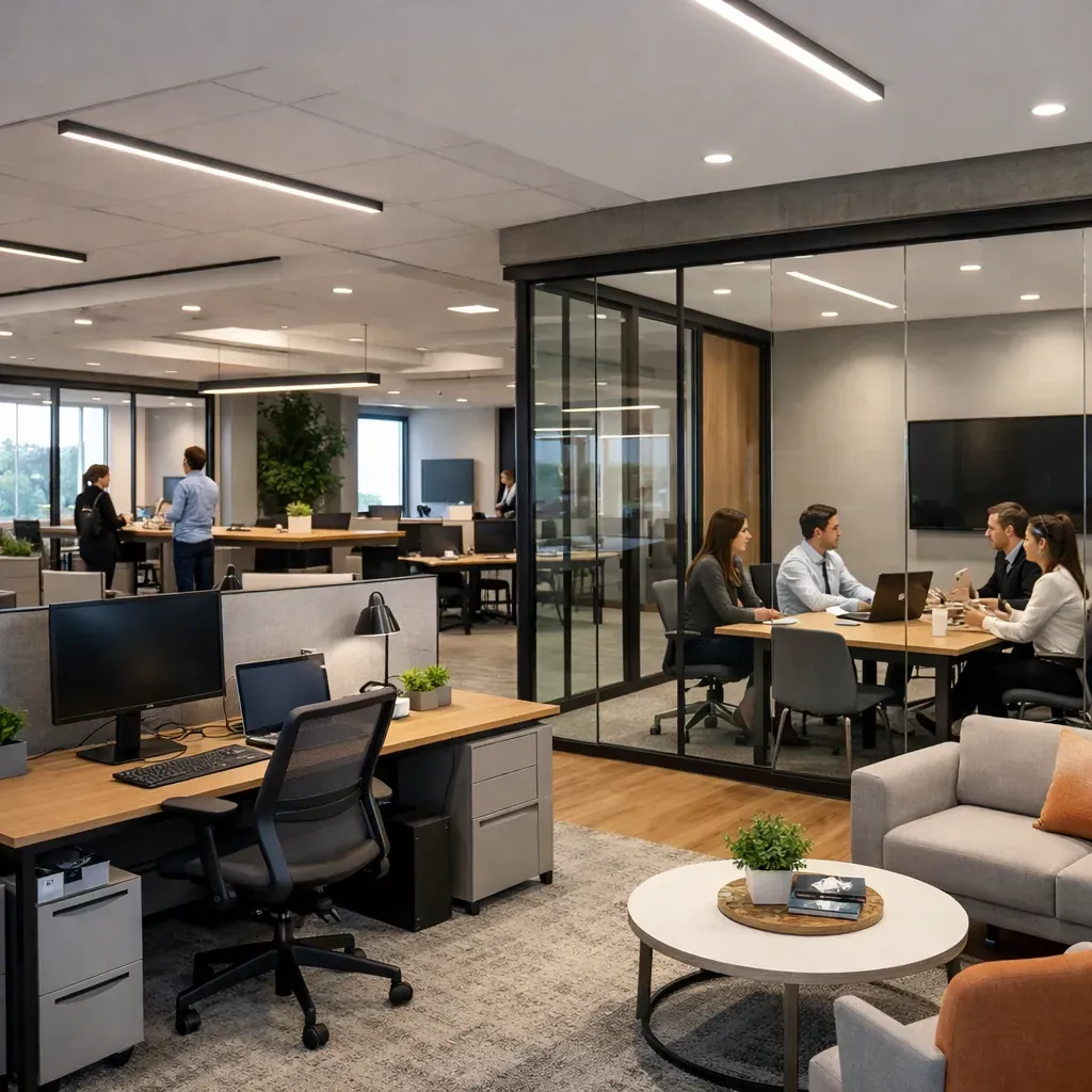 Executive working alone at a clean desk