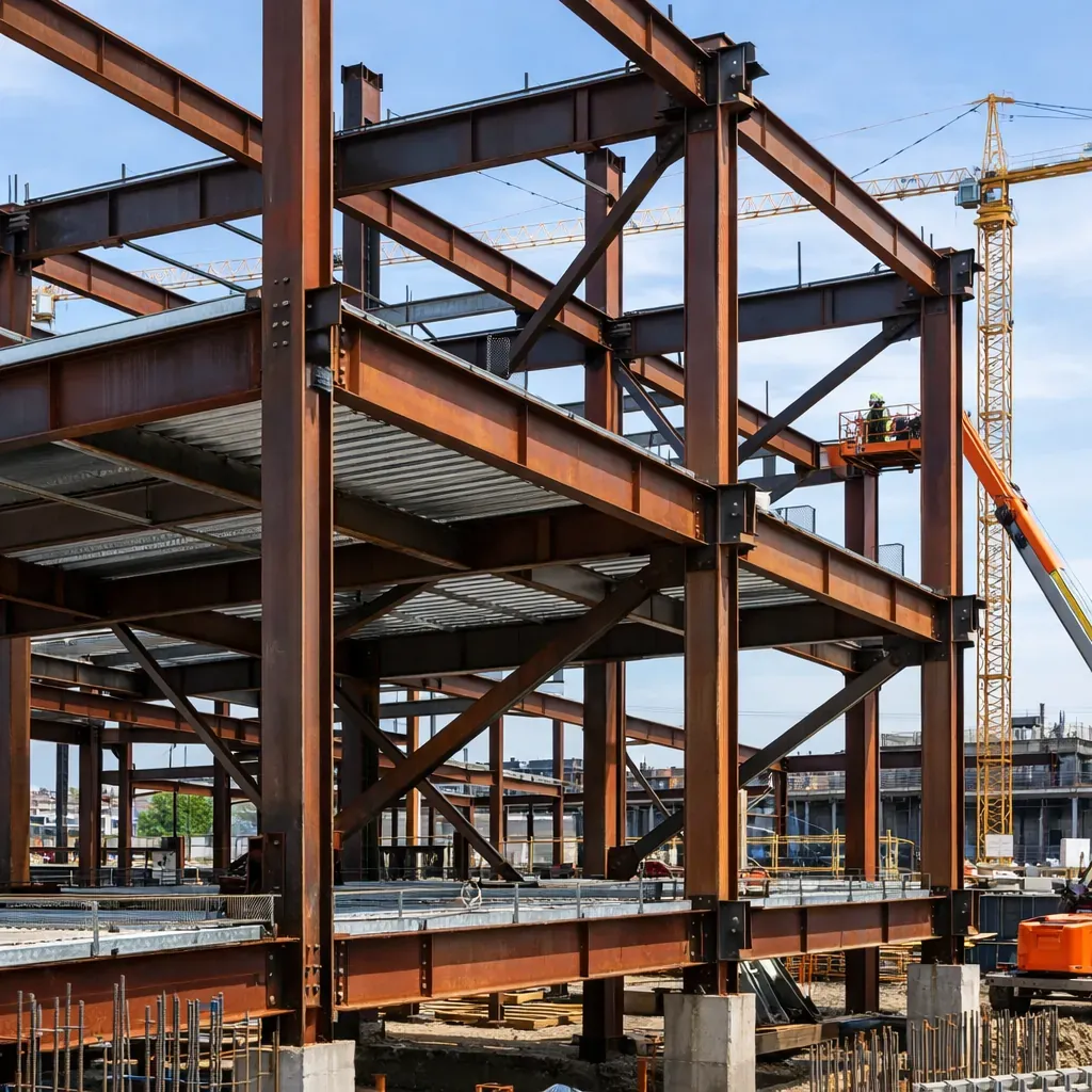 Construction site structural steel