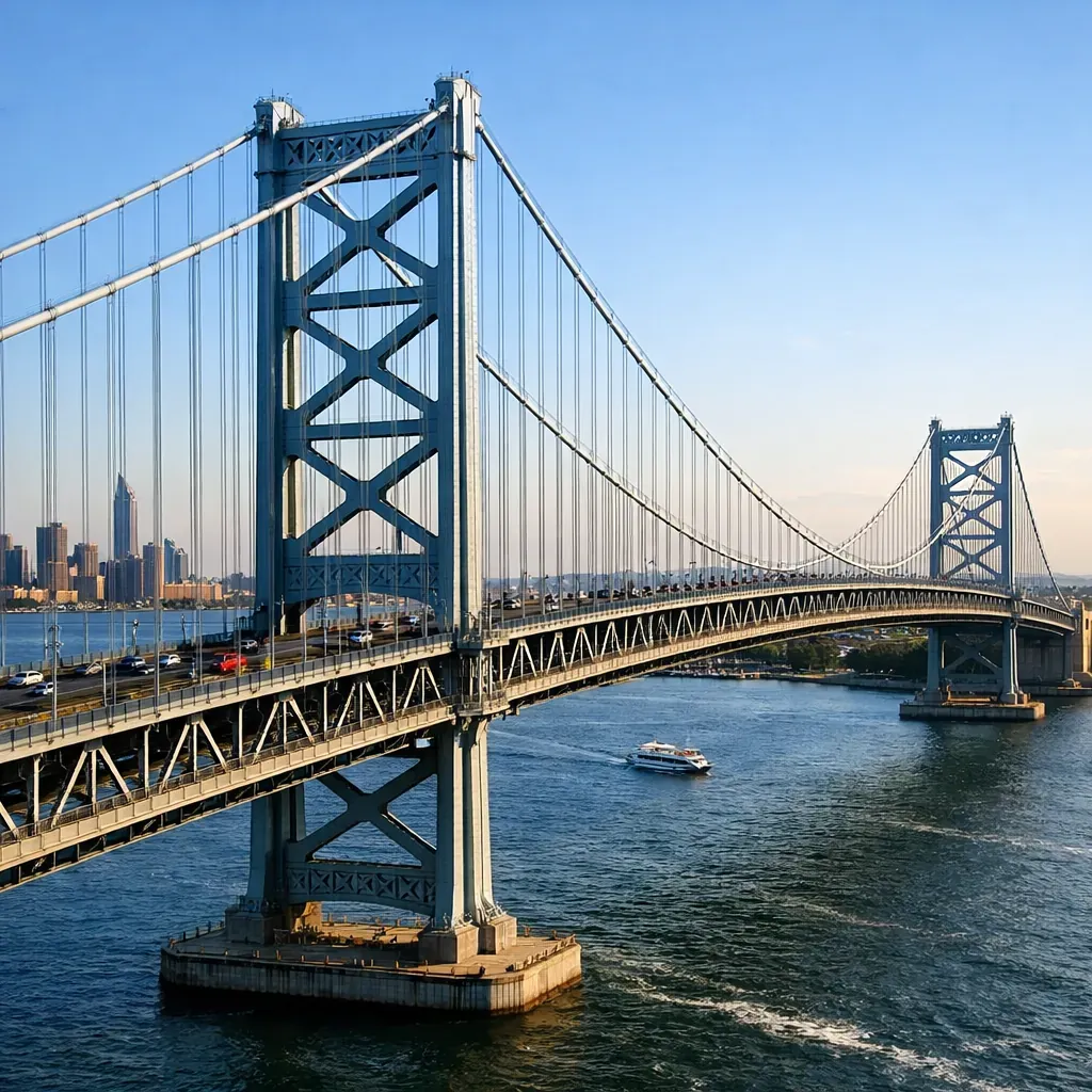 Large structural suspension bridge