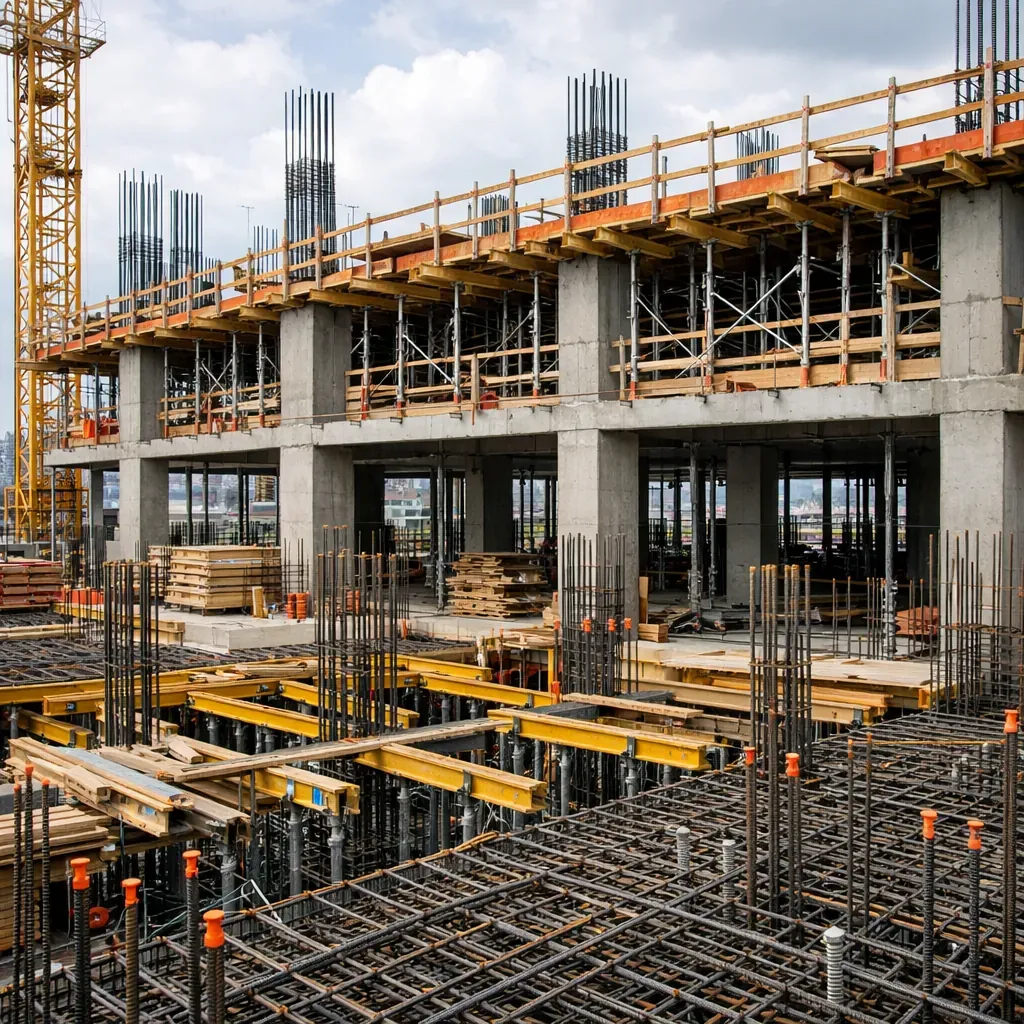 Construction site structural framework