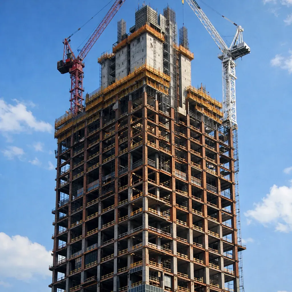 Construction framework of a skyscraper against the sky