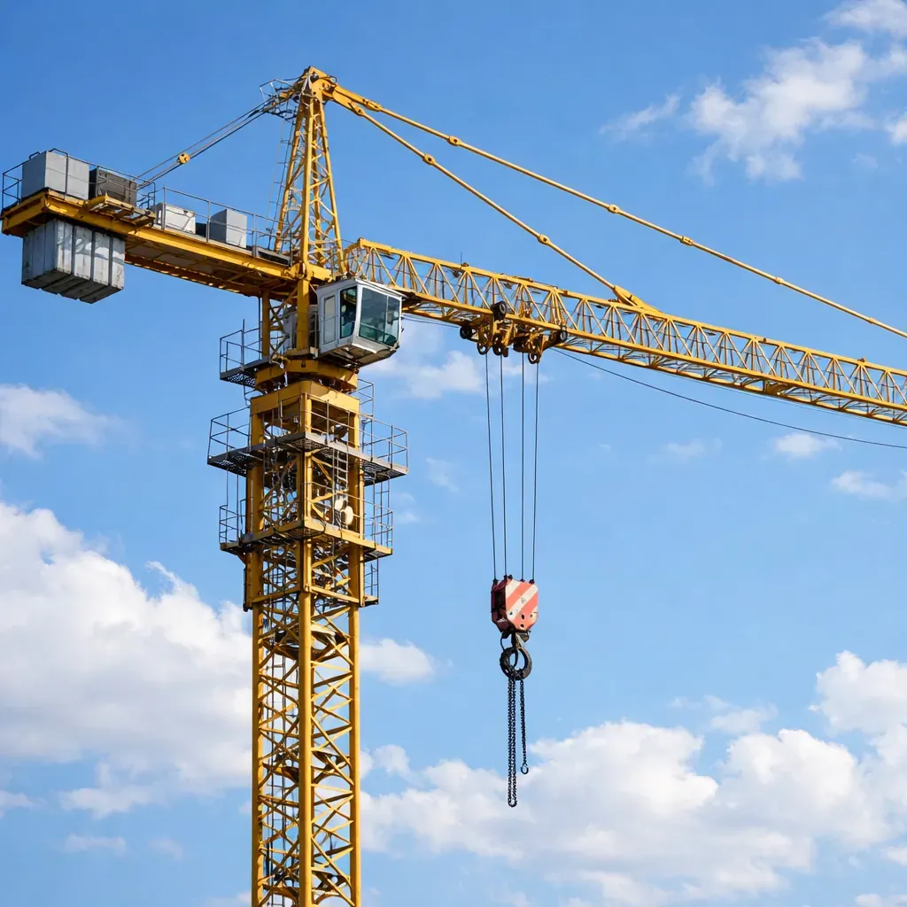 Construction crane against bright sky
