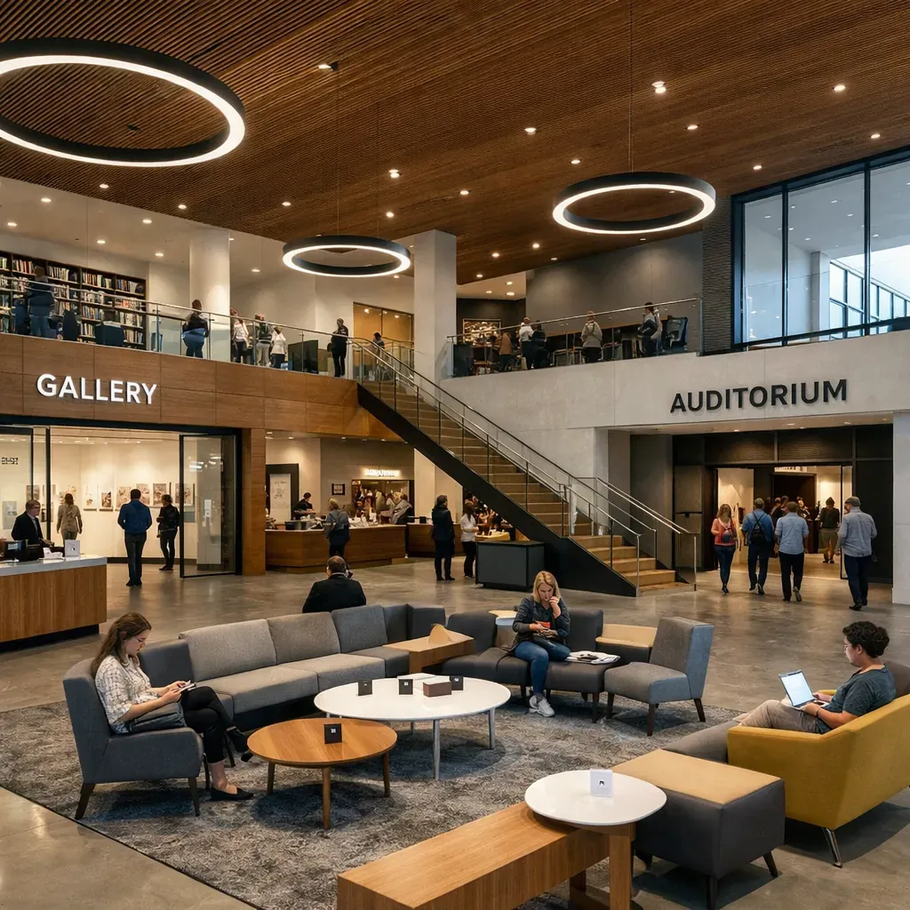 Interior of modern public cultural center