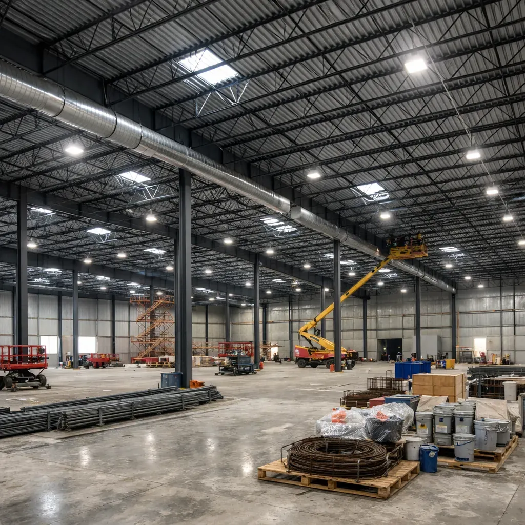 Industrial warehouse construction interior