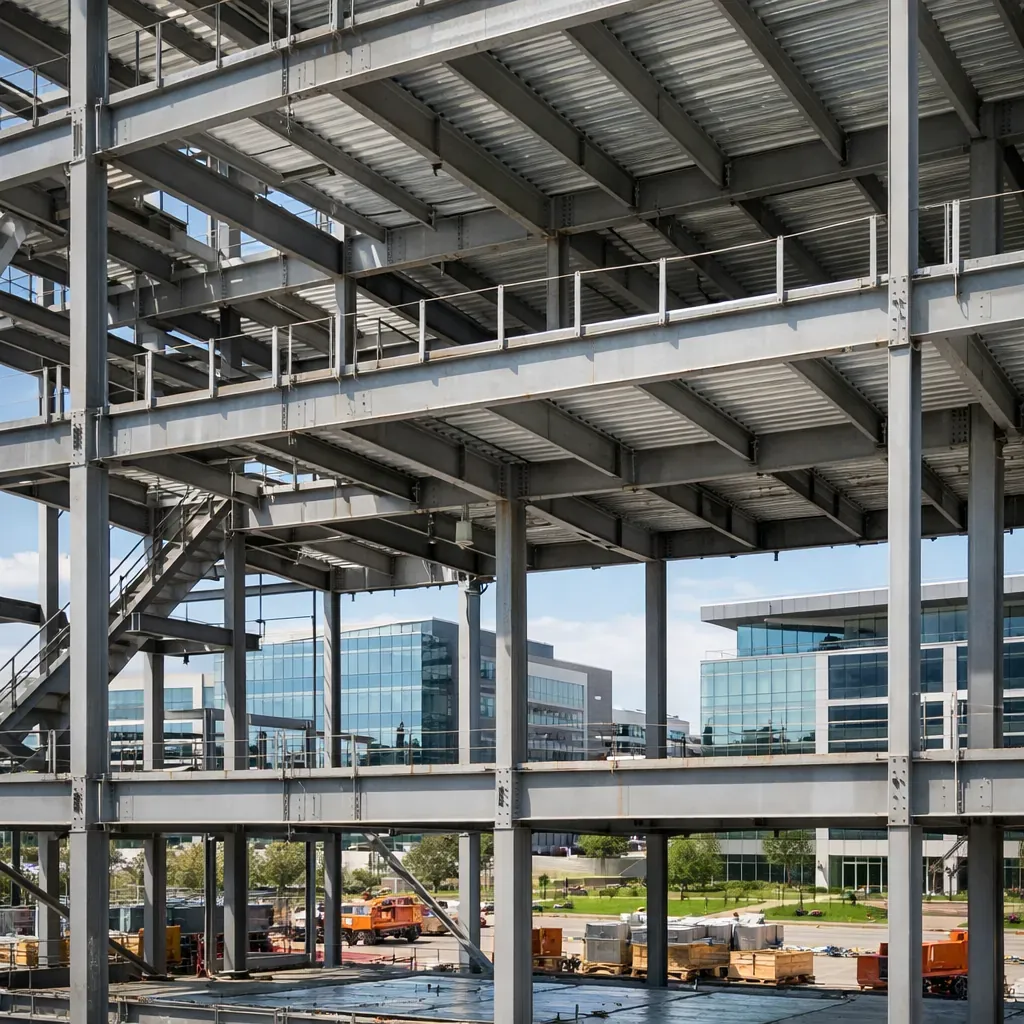 Steel framework of a corporate campus