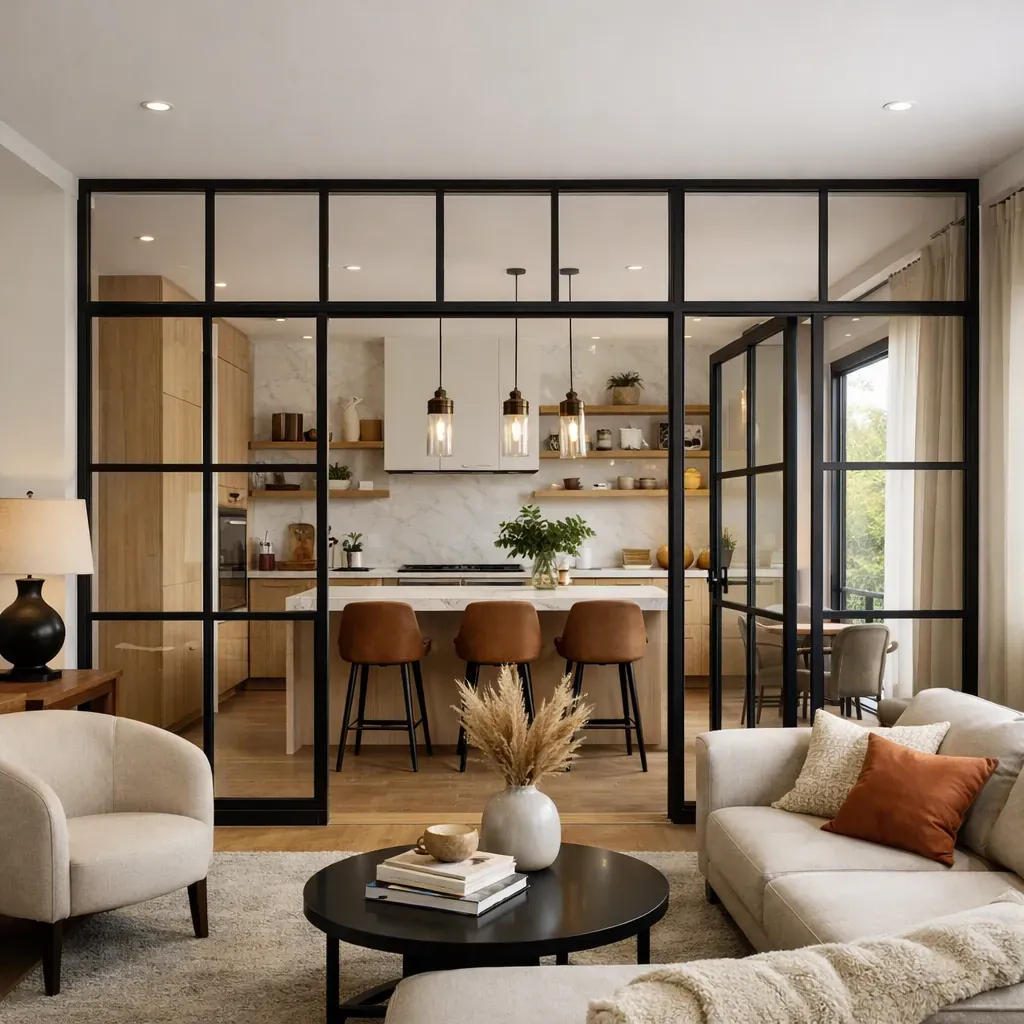 Modern timber and concrete interior