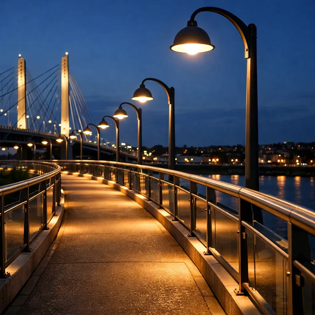 Illuminated bridge walkway