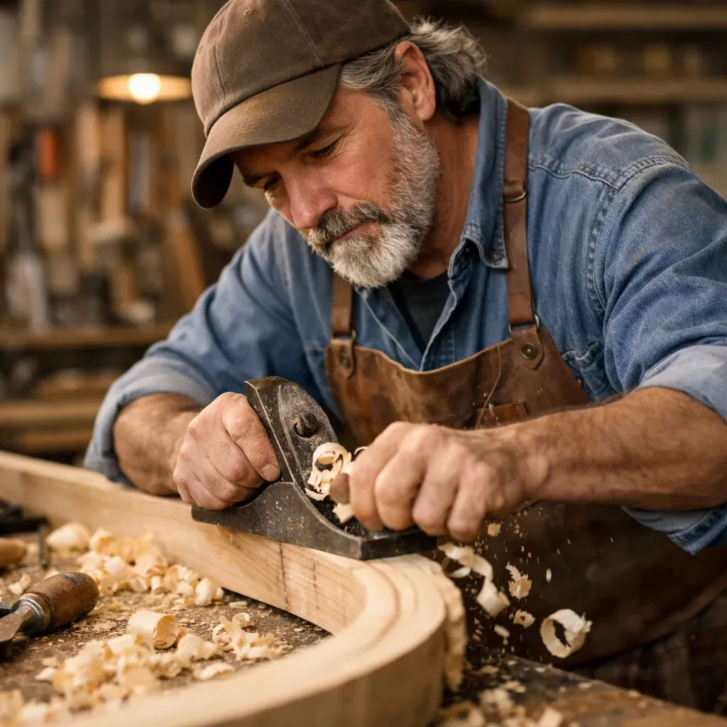 Master Carpenter shaping wood