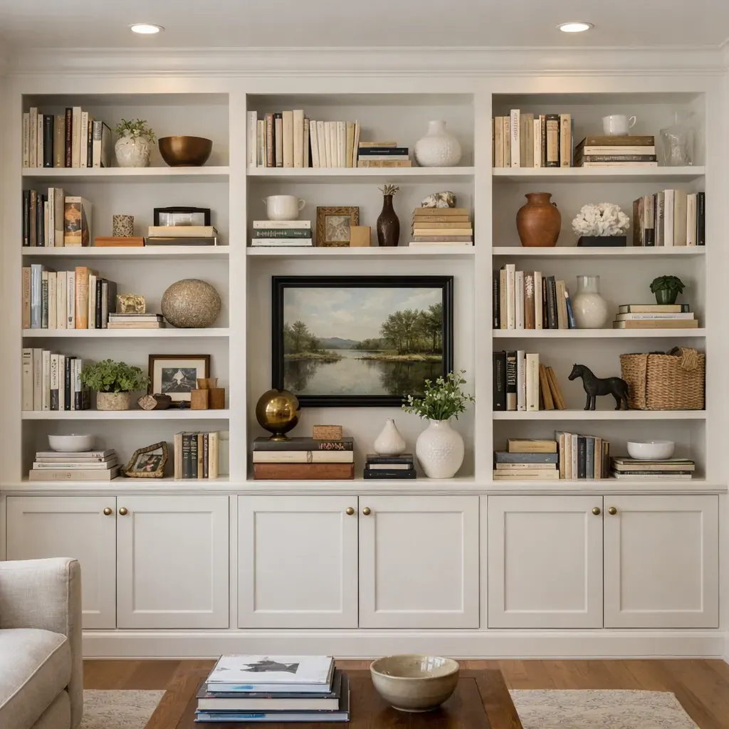 Built-in bookshelves