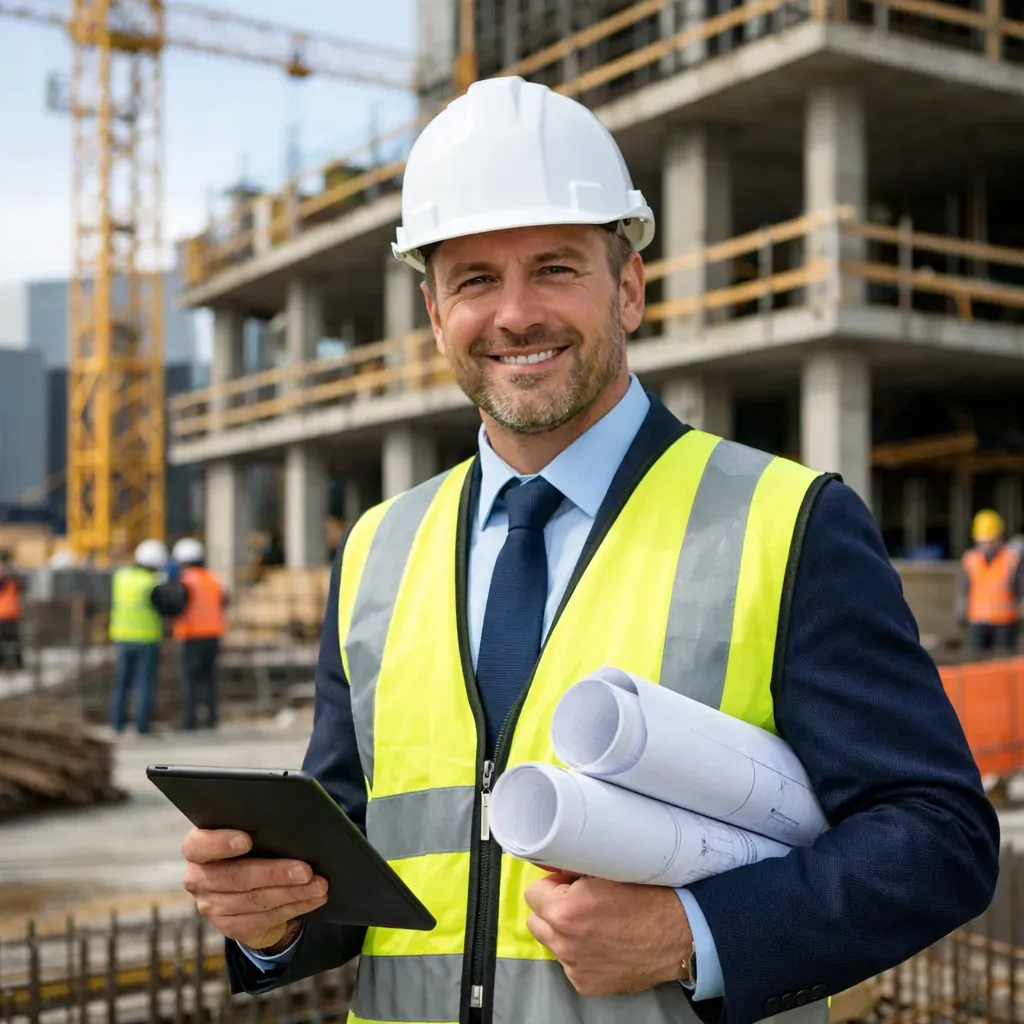 Professional Construction Manager on site