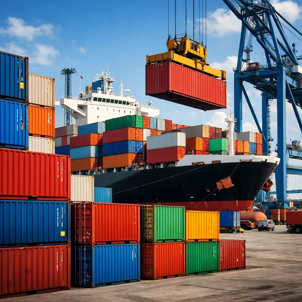 Shipping containers representing global logistics