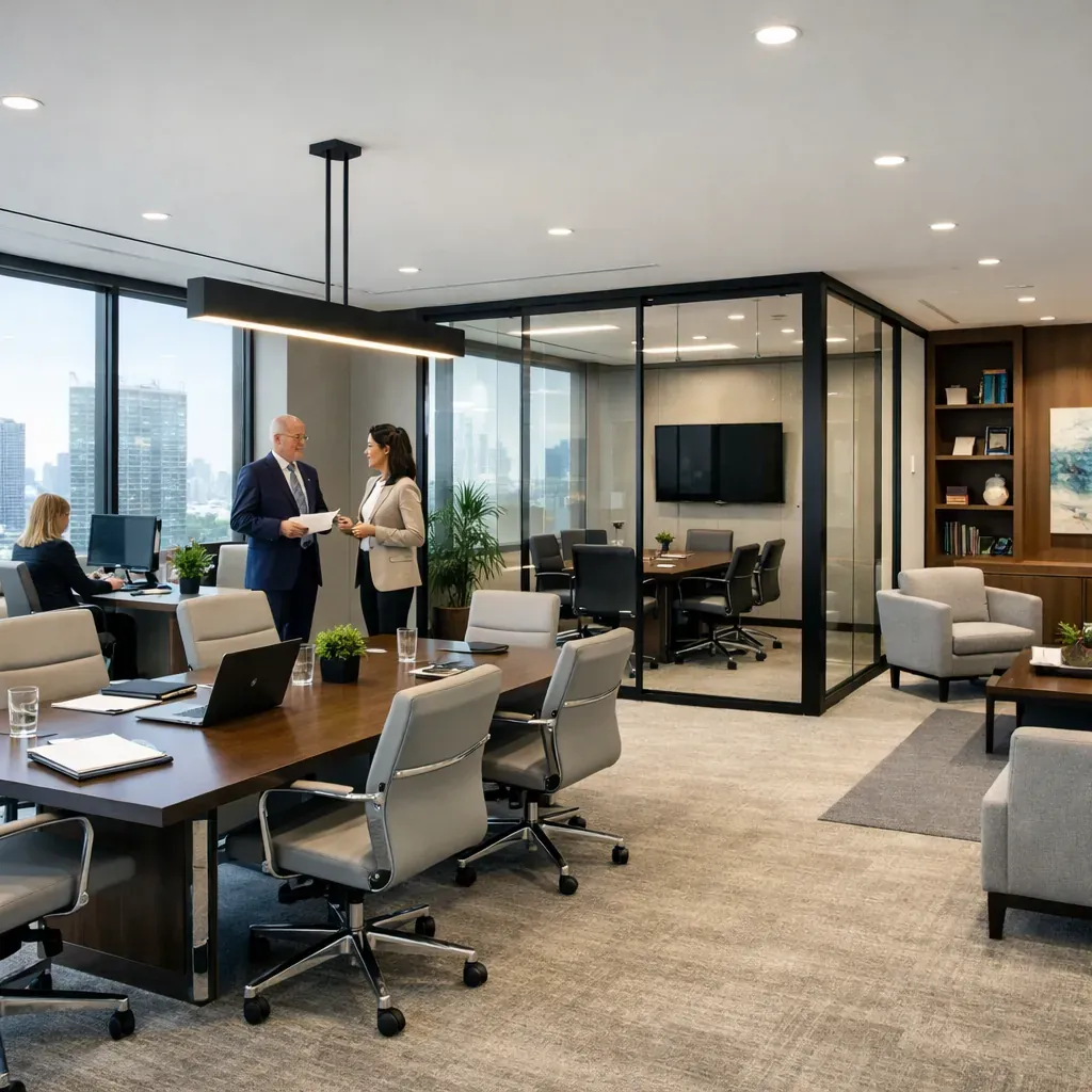 Modern corporate advisory office setting