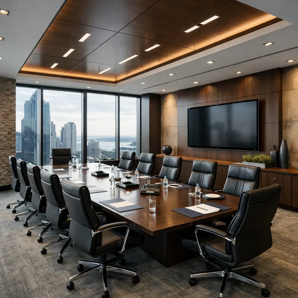 Corporate boardroom with modern architecture