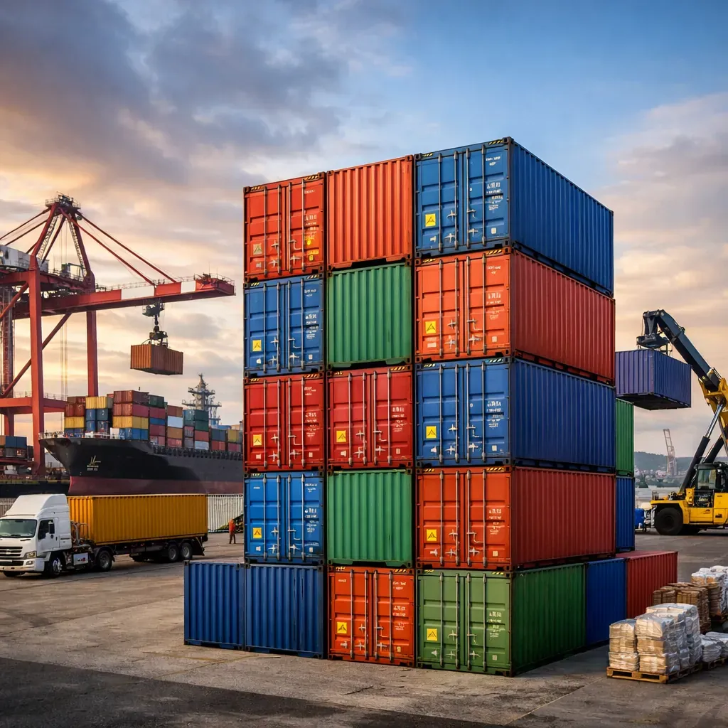 Shipping containers representing global logistics