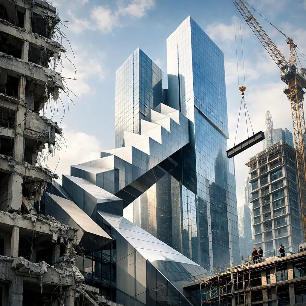 Abstract architectural structure representing corporate rebuilding