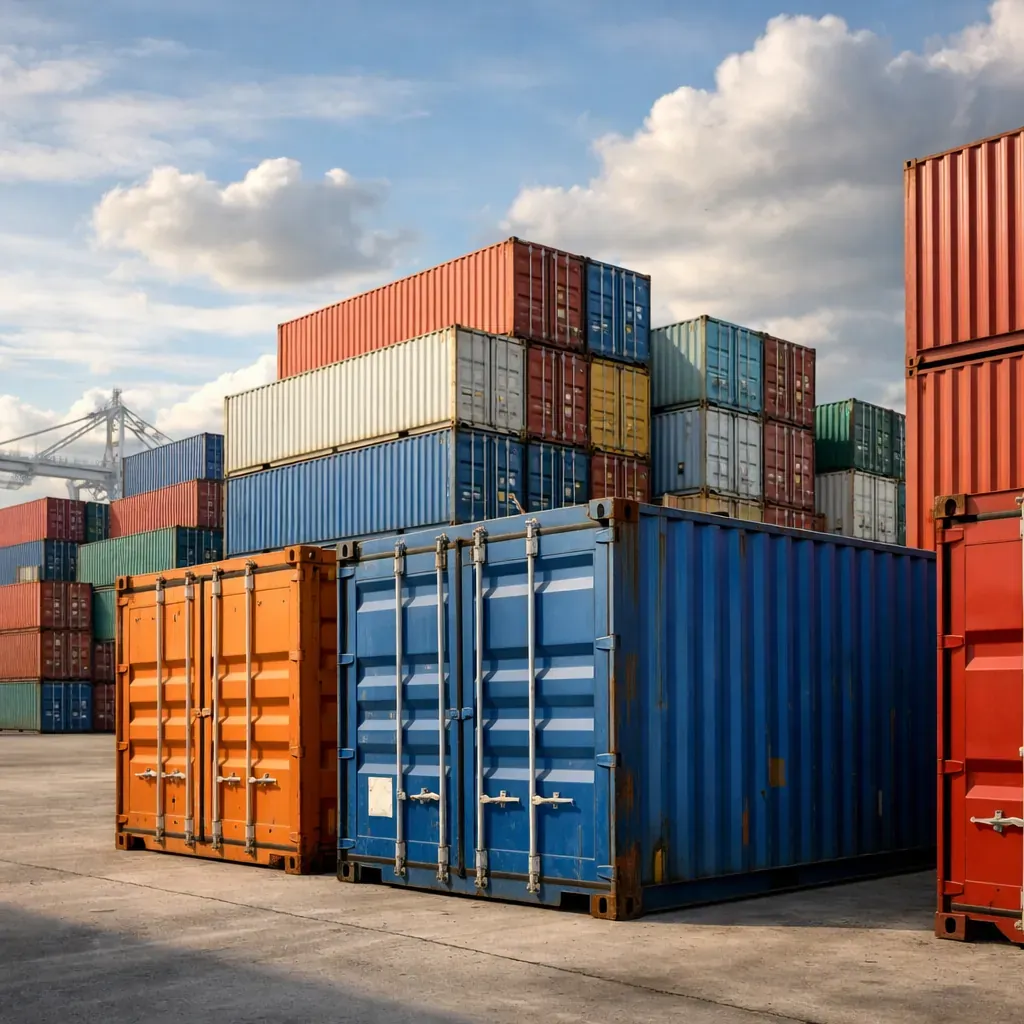 Shipping containers representing global logistics