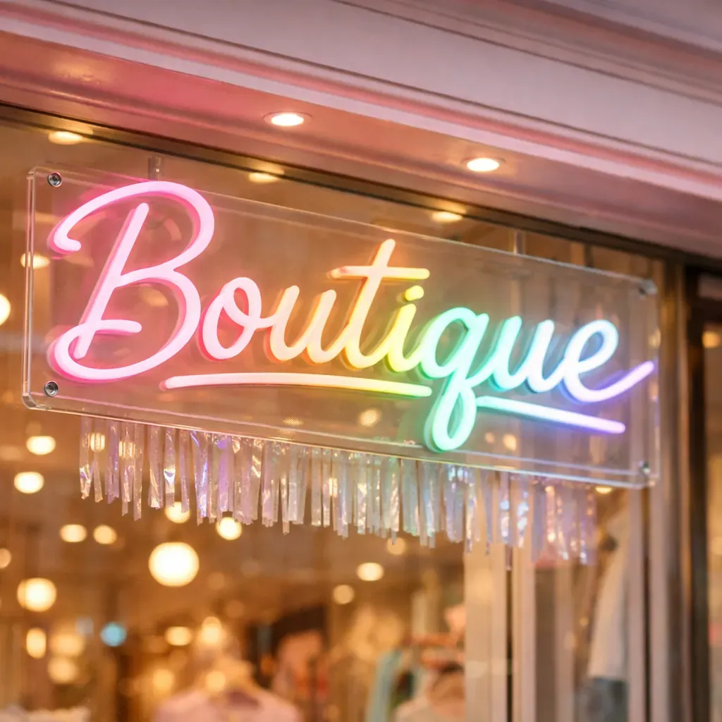 Pastel neon boutique retail sign