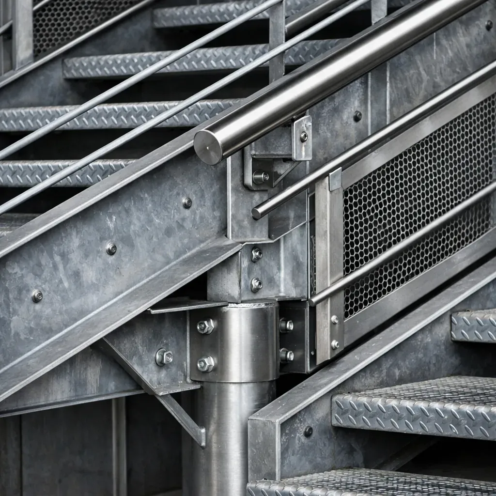Architectural metallic staircase detailing