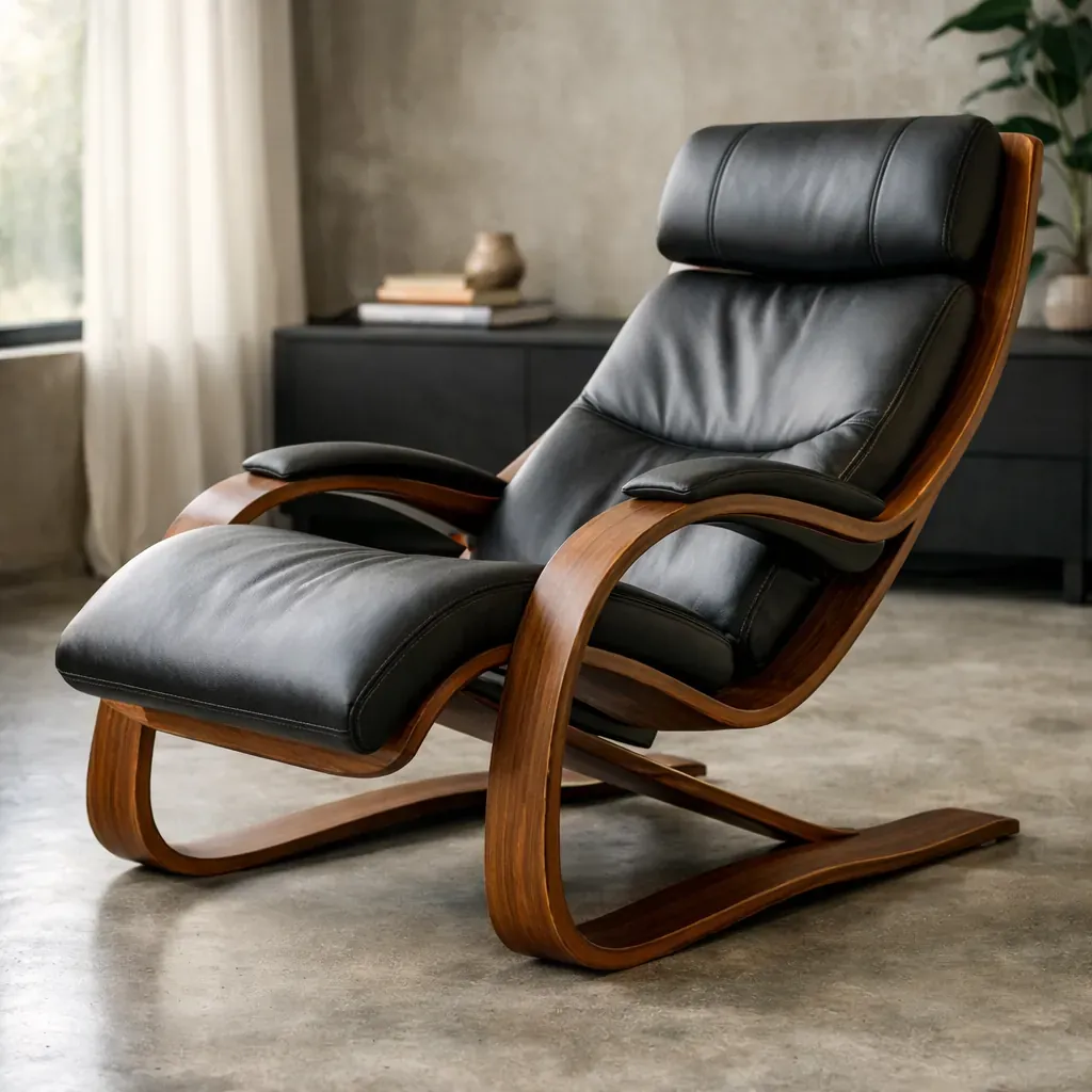 Ergonomic bent-wood lounge chair