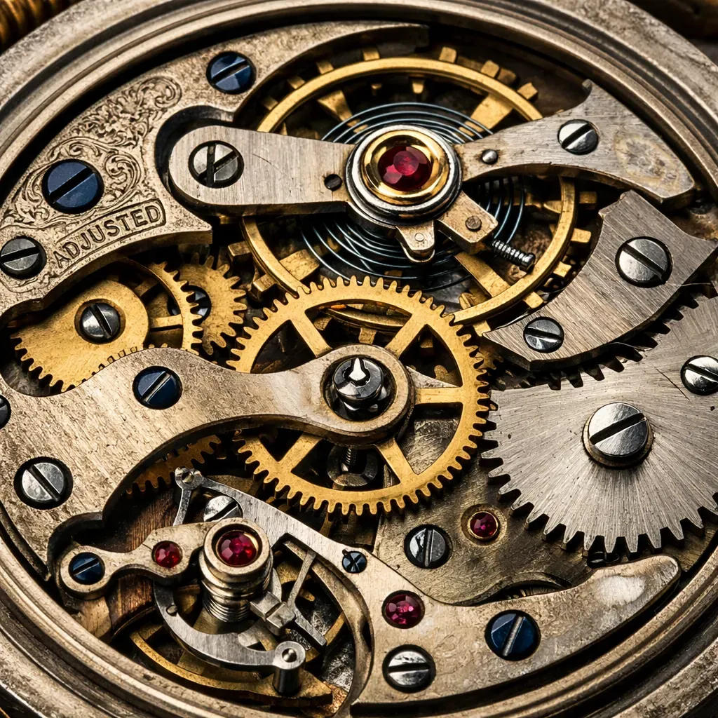 Intricate gears of a restored antique pocket watch