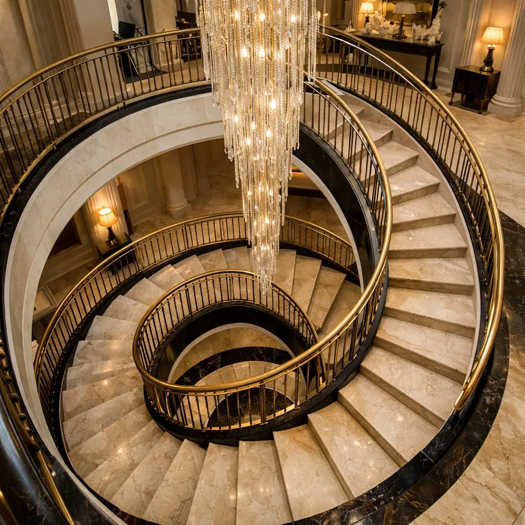 Elegant spiral staircase interior