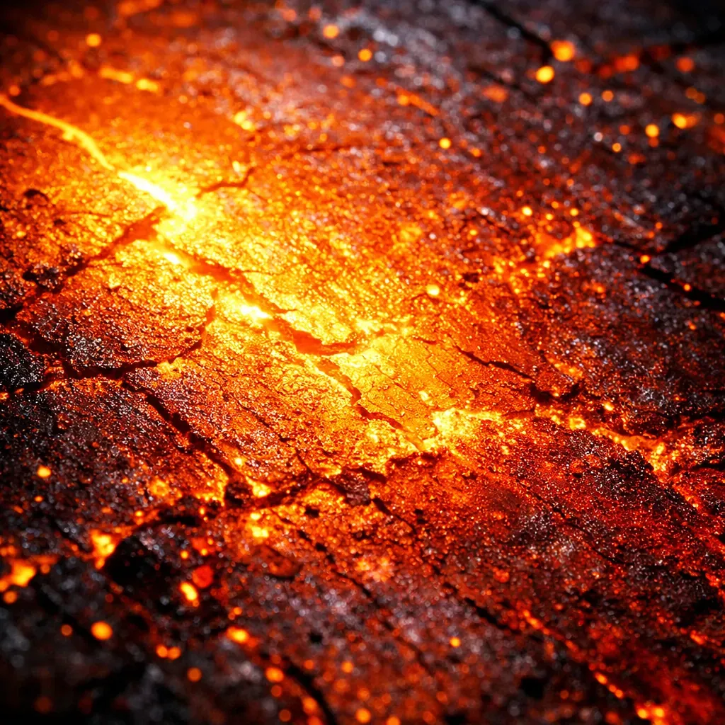 Glowing metal surface texture