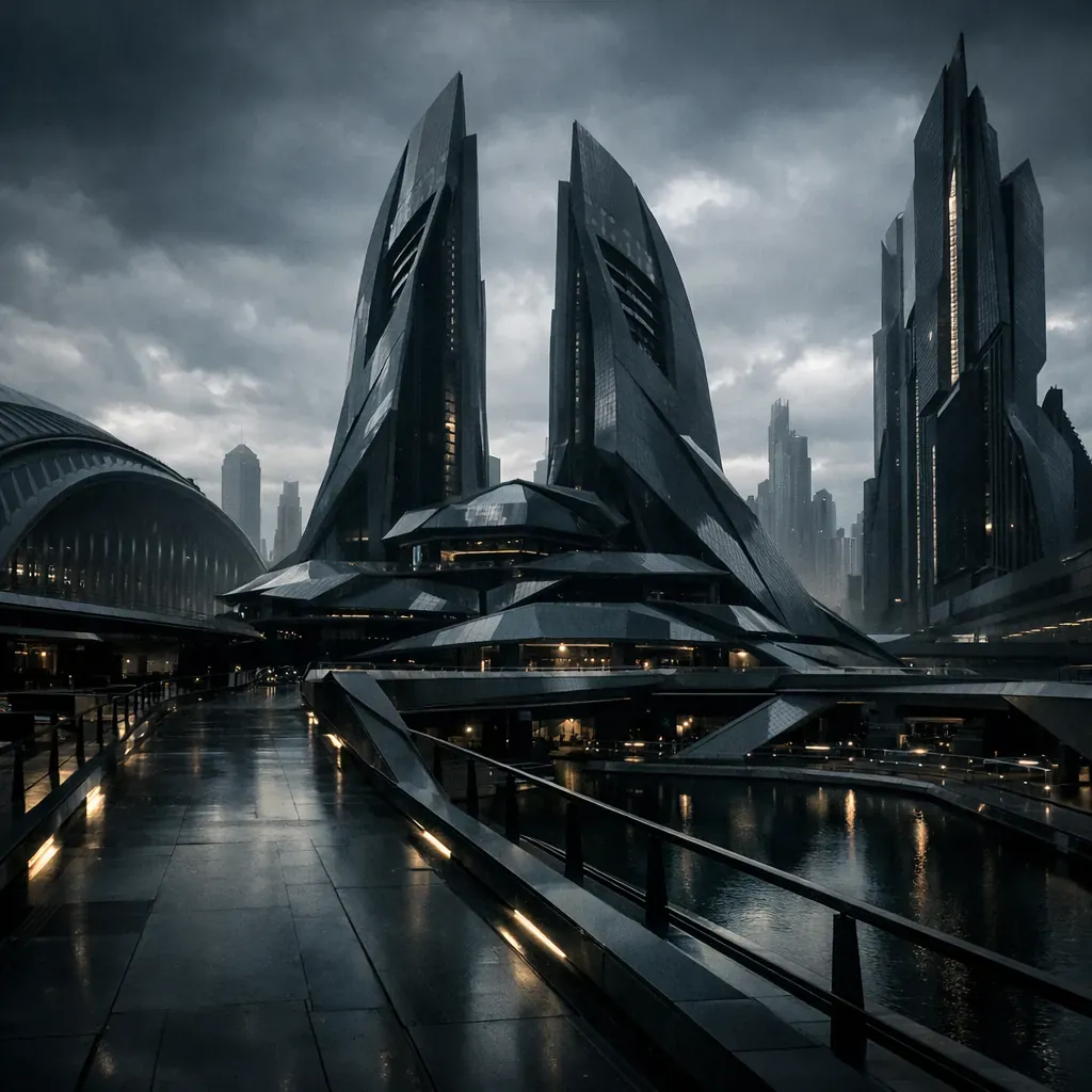 Dark futuristic architecture