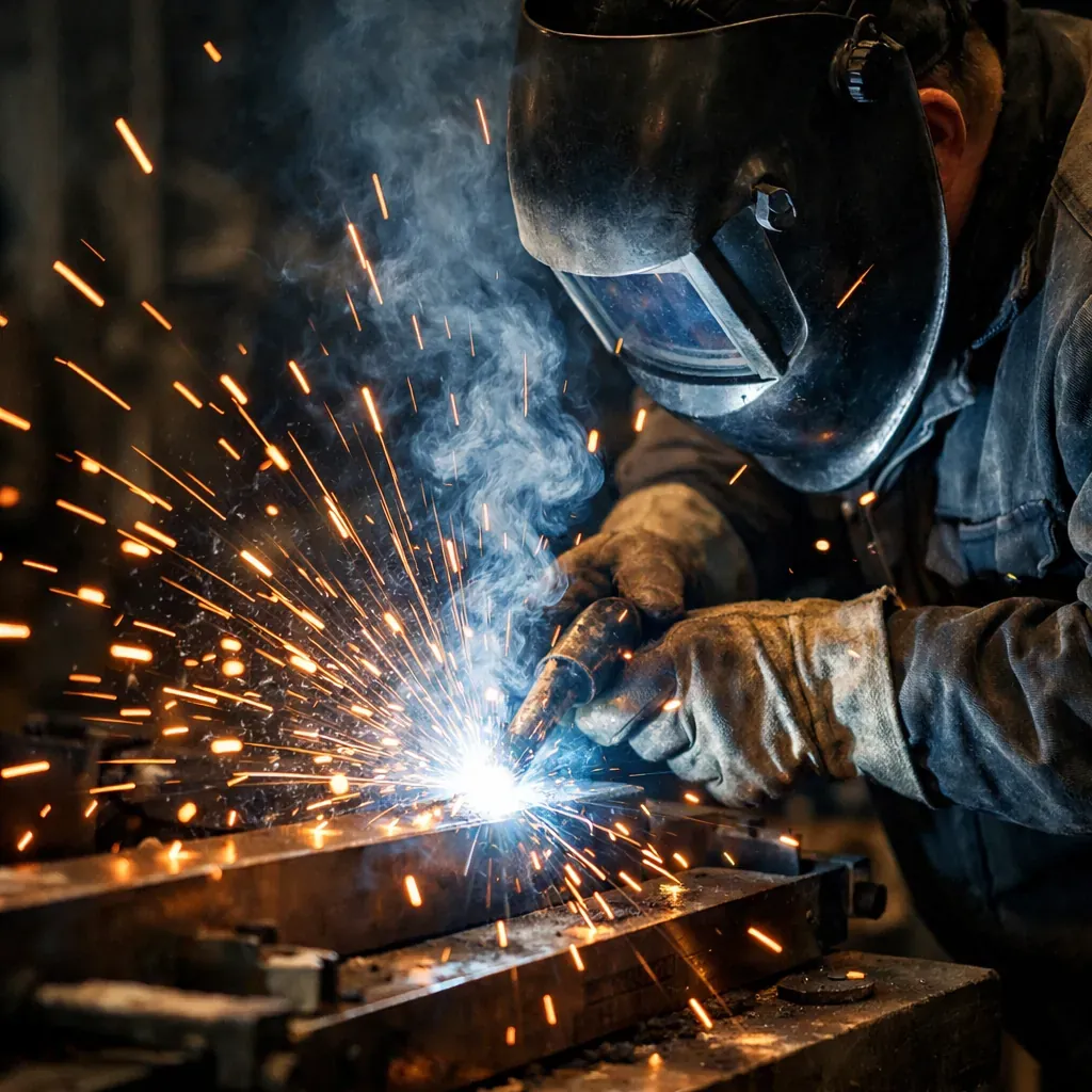 Sparks and welding in progress