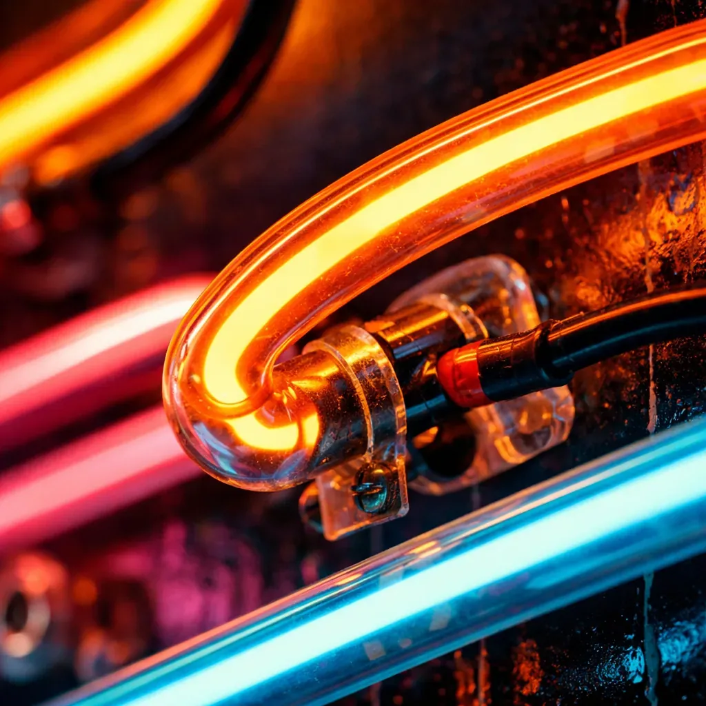 Glowing neon sign details