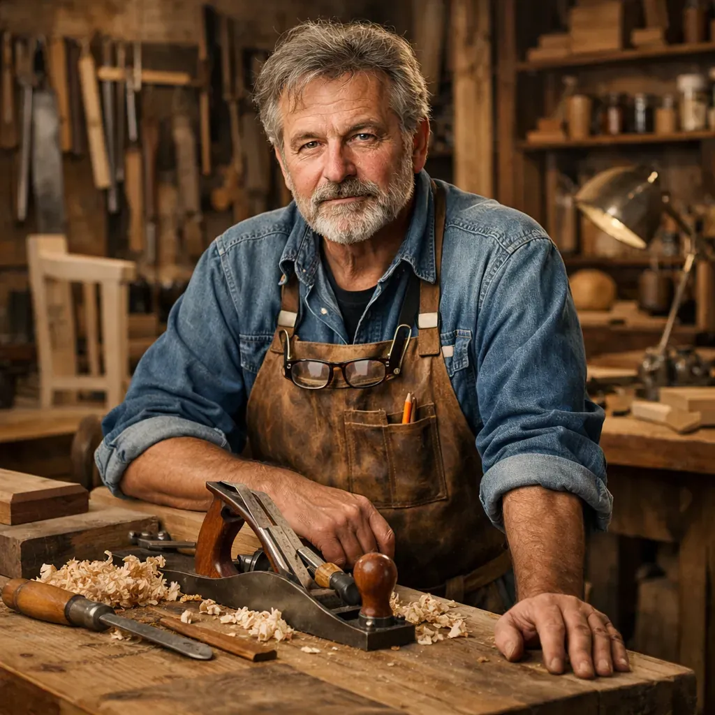 Master woodworker in studio
