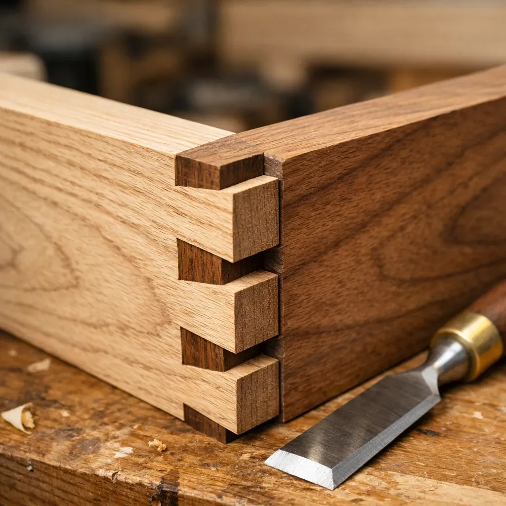 Woodworking detail dovetail joint