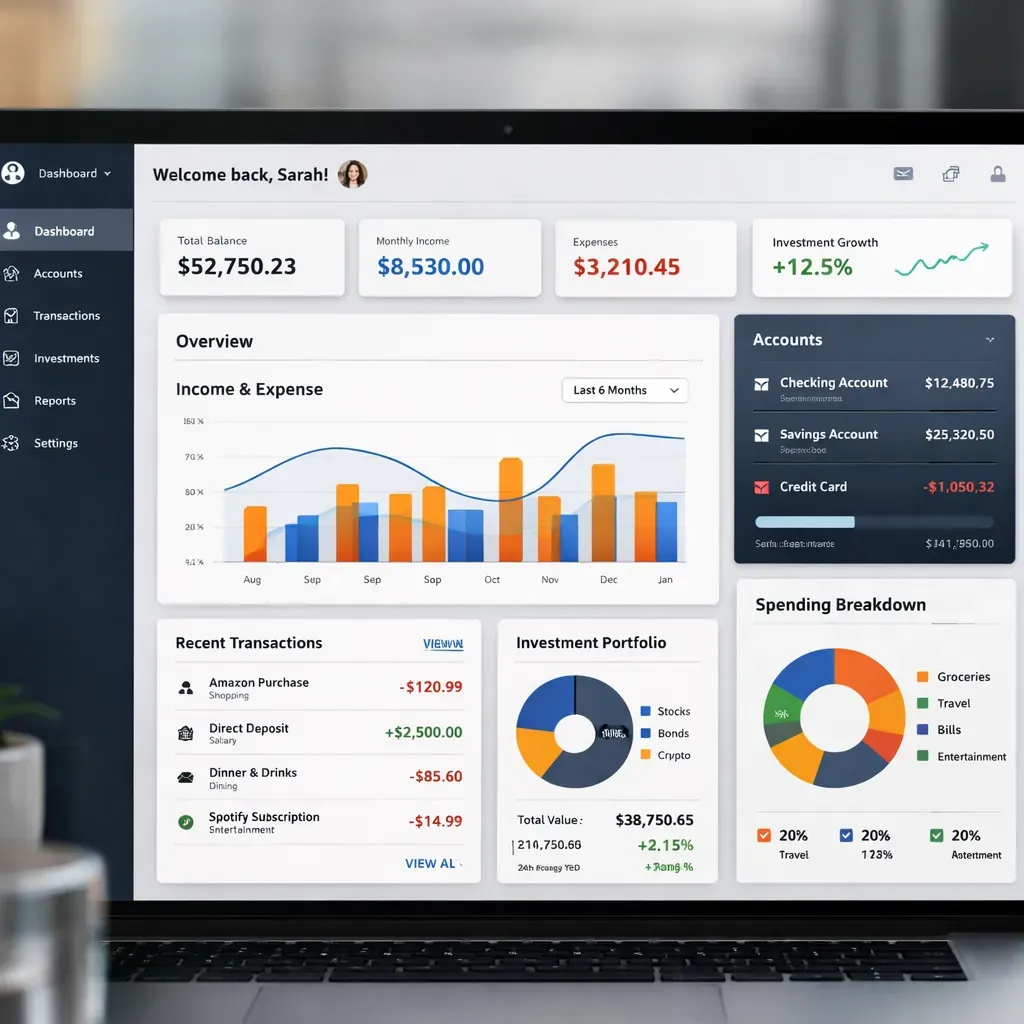Fintech dashboard UI mockup