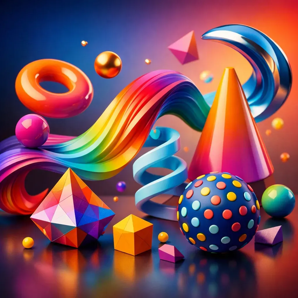 Abstract vibrant 3D shapes representing creativity
