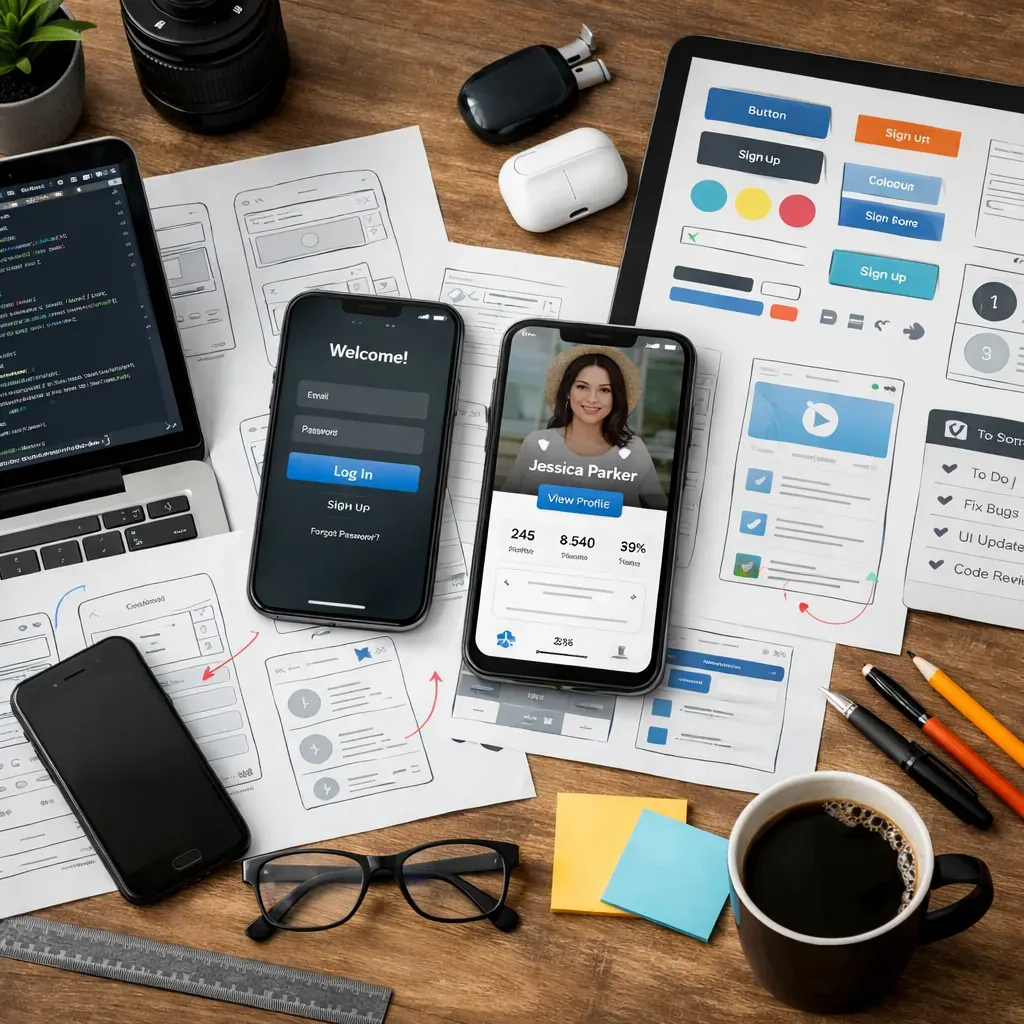 Mobile app development layout