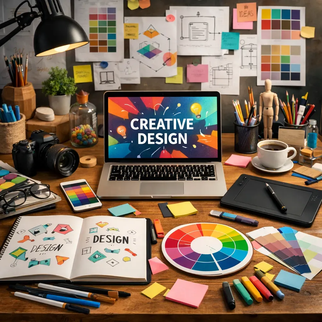 Creative design workspace abstract concept