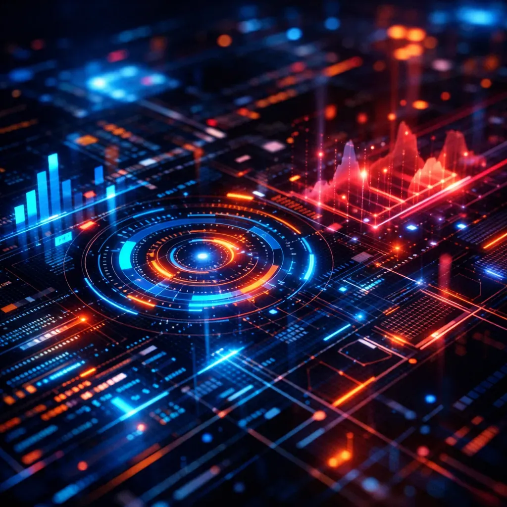 Dark neon digital interface abstract