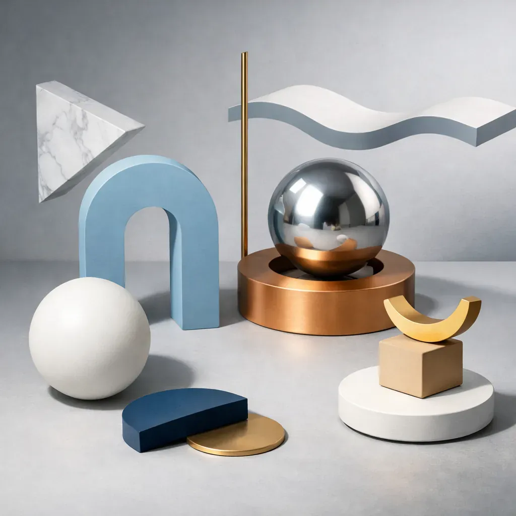 Abstract 3D shapes representing modern design