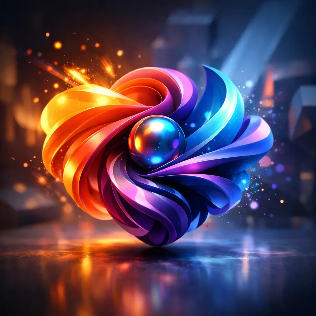 Abstract 3D digital design shape representing creativity