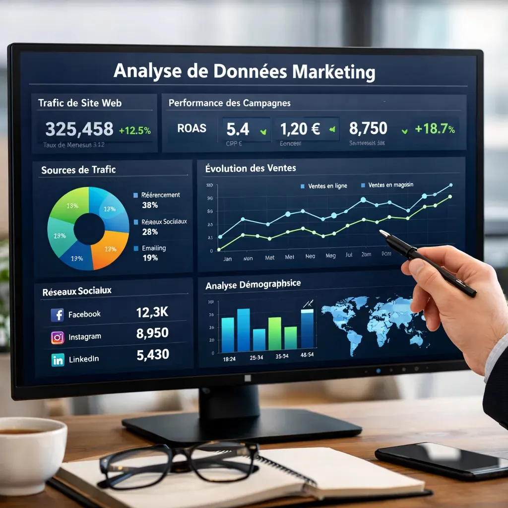 Desktop dashboard showing analytics and data visualization