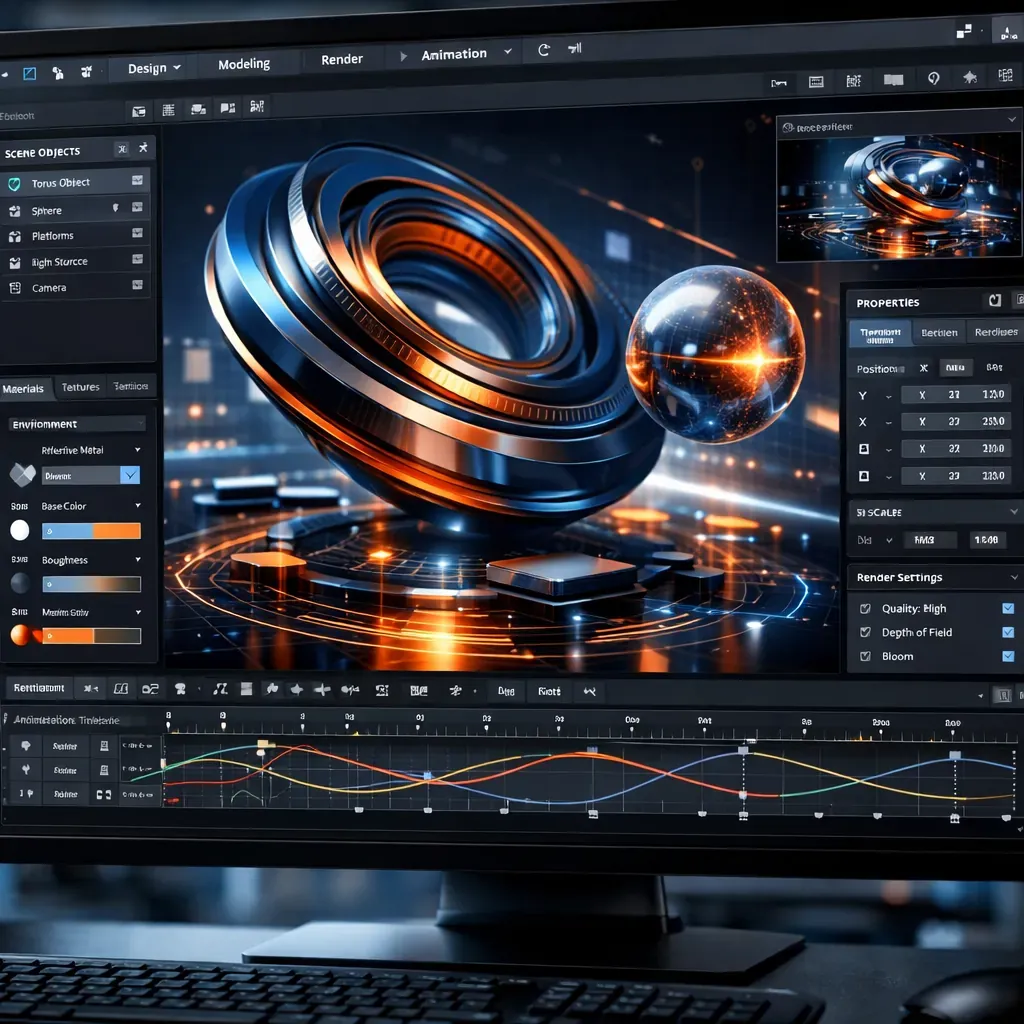 Abstract 3D design interface representing modern tech