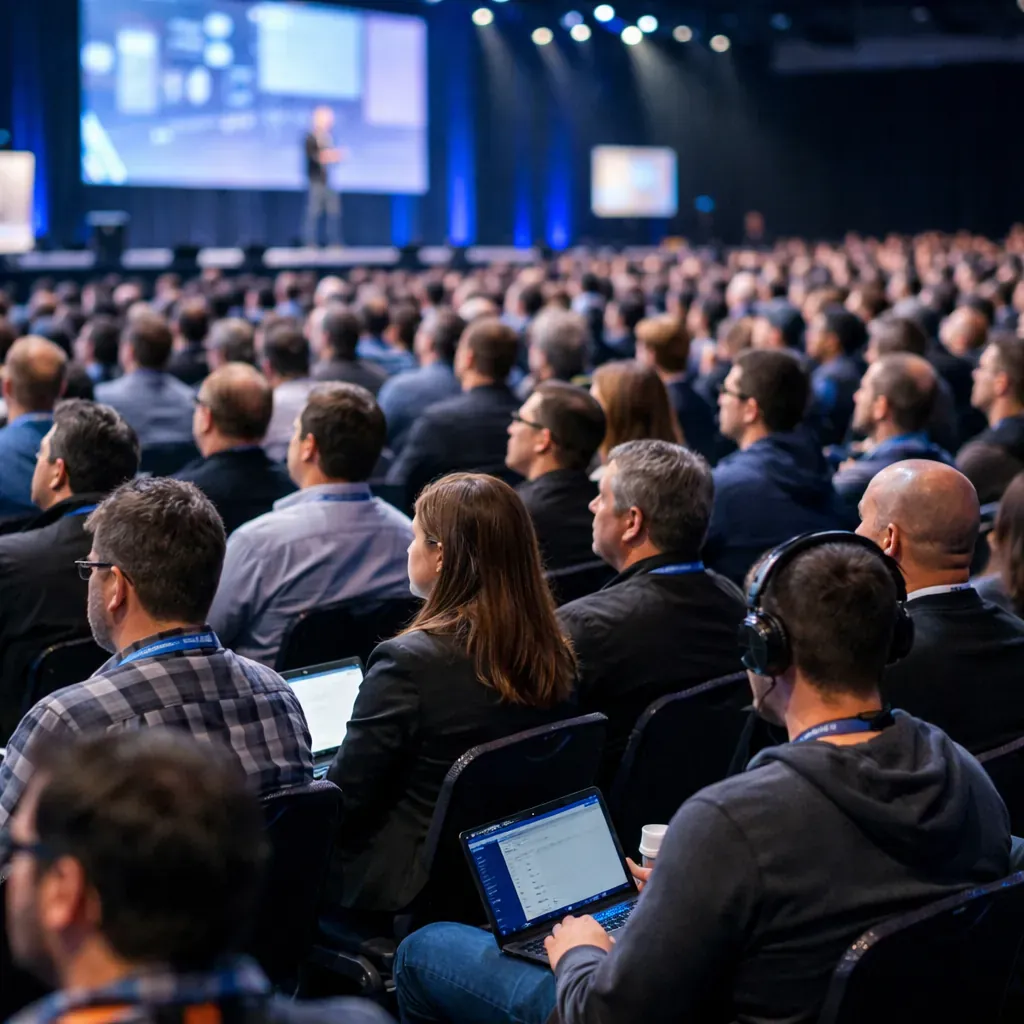 Audience at a large scale tech conference
