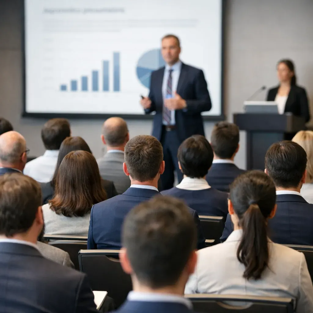 Audience at a corporate presentation